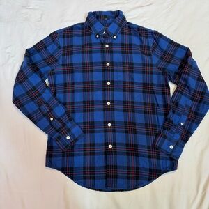 Abercrombie & Fitch Women's Small Slim Fit Plaid Flannel Shirt Blue
